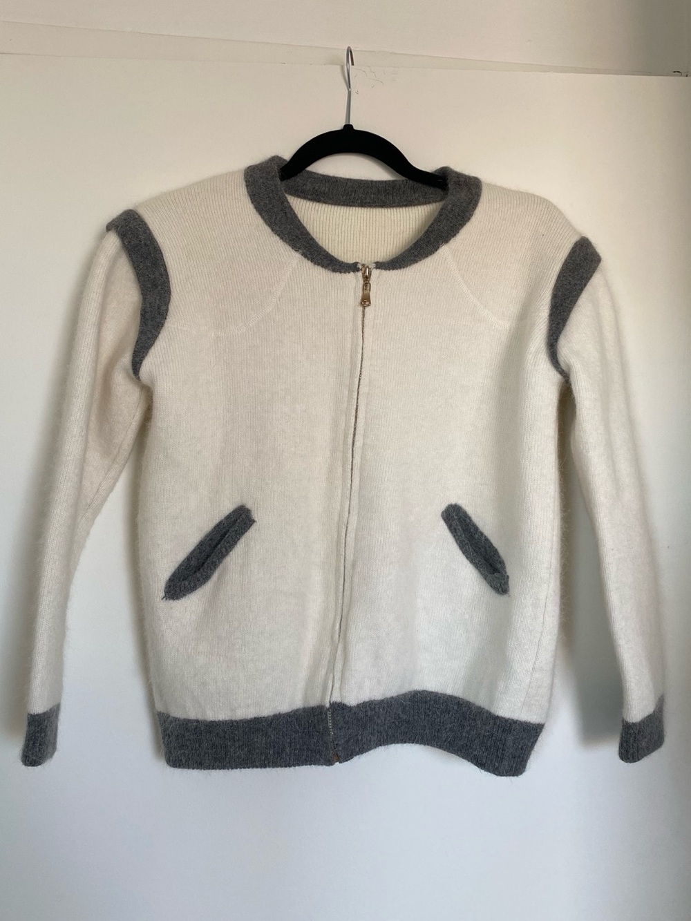 Mohair-blend Zip Bomber Sweater